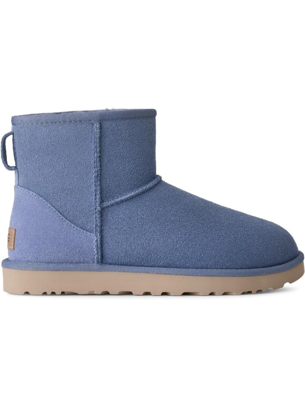 Ugg Women's Stormy Blue Round Toe Imported Leather Classic Mini Ii Ankle Boots
